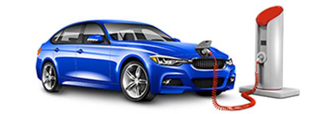 Auto elektryczne podłączone do ładowarki