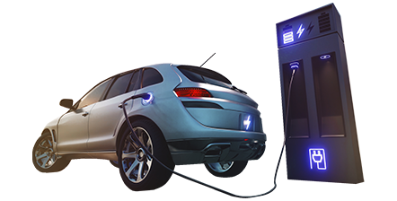 Auto elektryczne podłączone do ładowarki