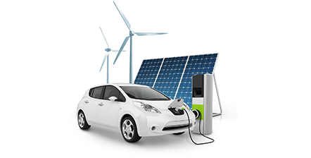 Turbiny wiatrowe, fotowoltaika, auto elektryczne